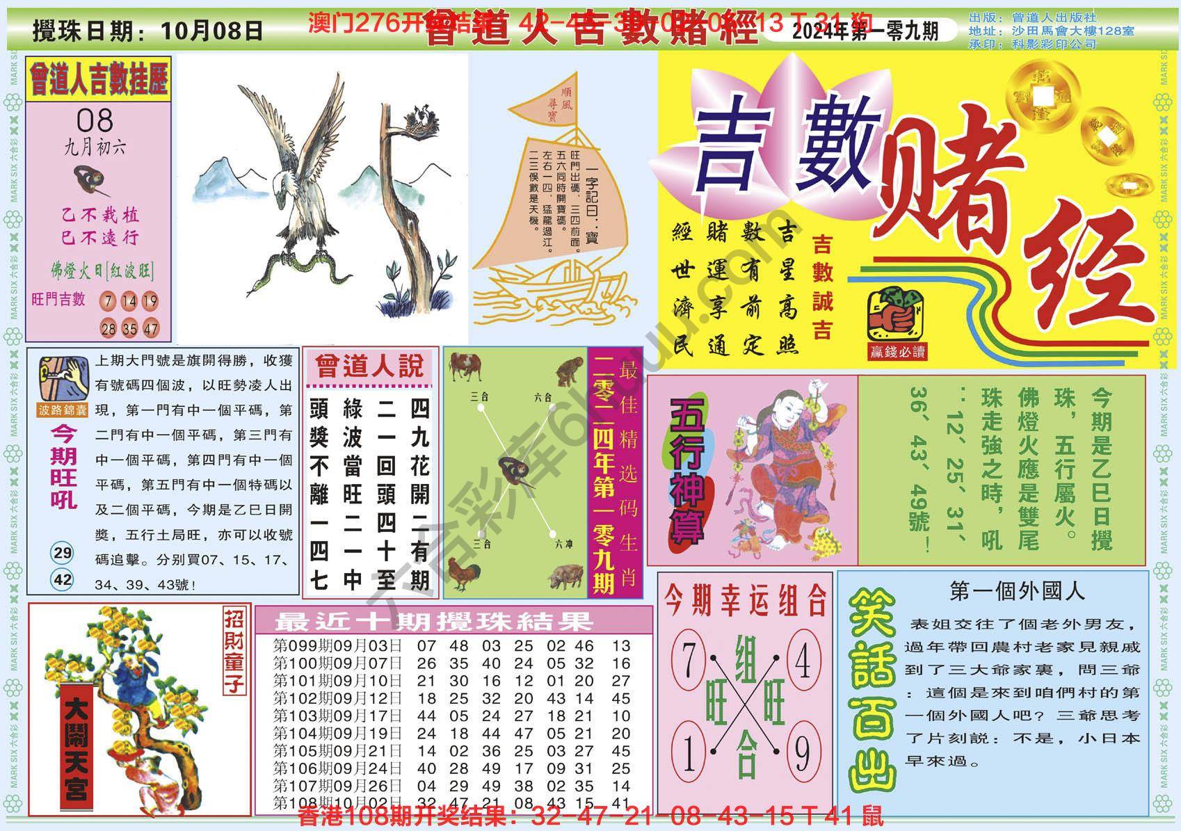 六合彩心水图库11｜曾道人吉数赌经