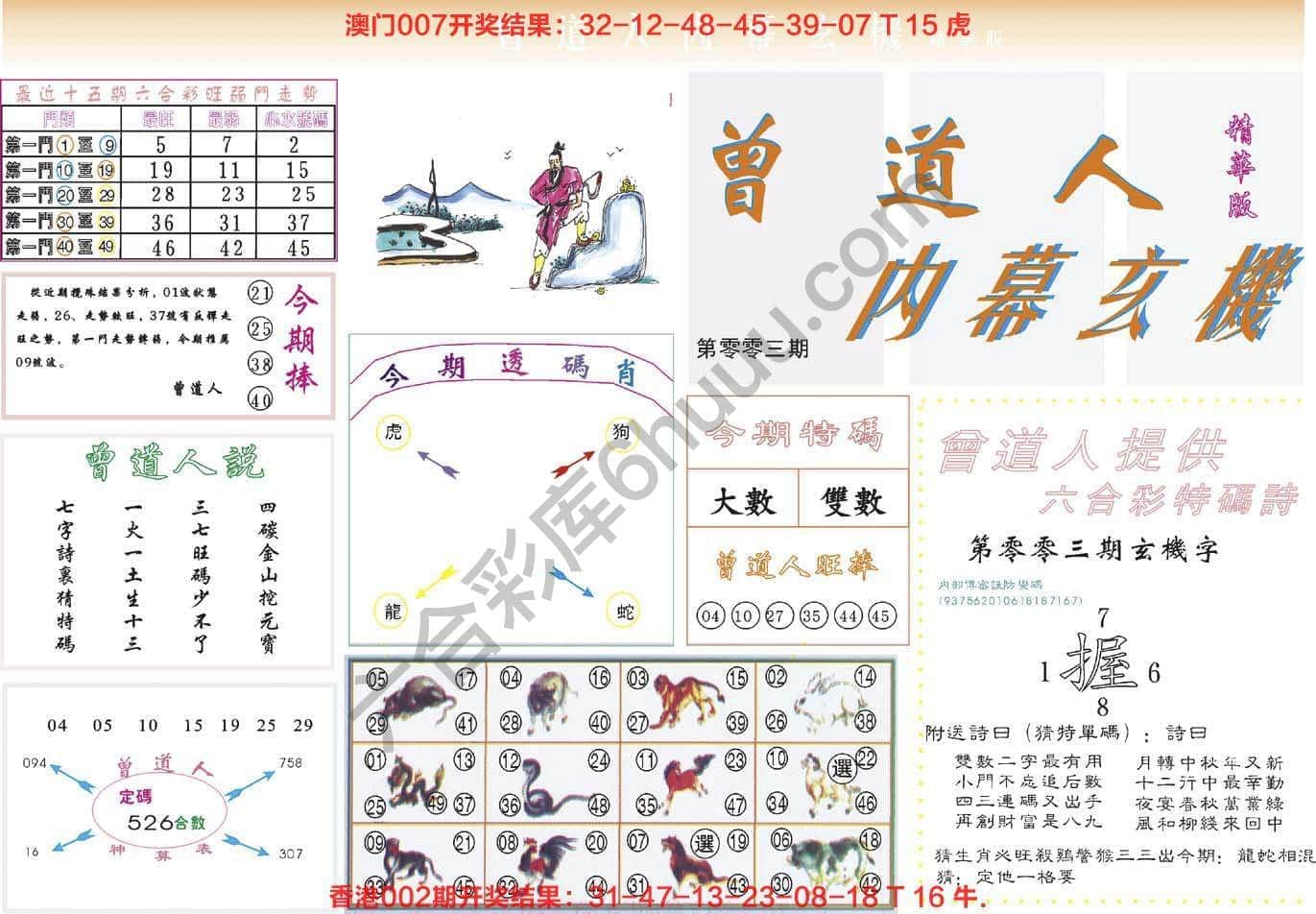 六合彩心水图库11｜曾道人内幕玄机(精华版)