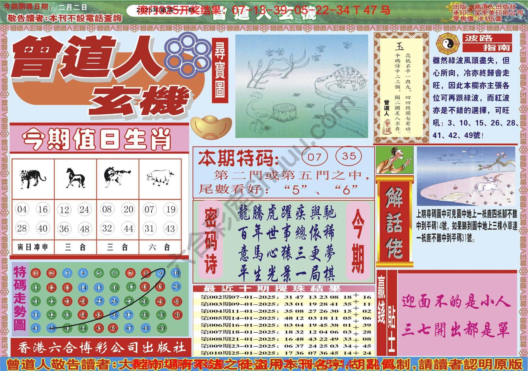 六合彩心水图库10｜曾道人玄机