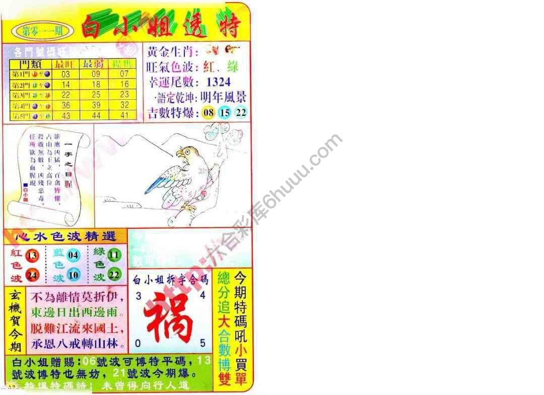六合彩心水图库15｜白小姐透特