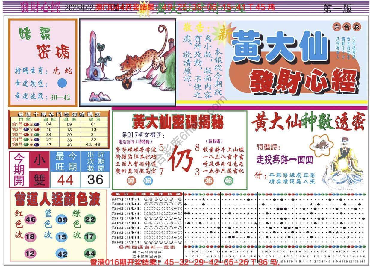六合彩心水图库1｜黄大仙发财心经