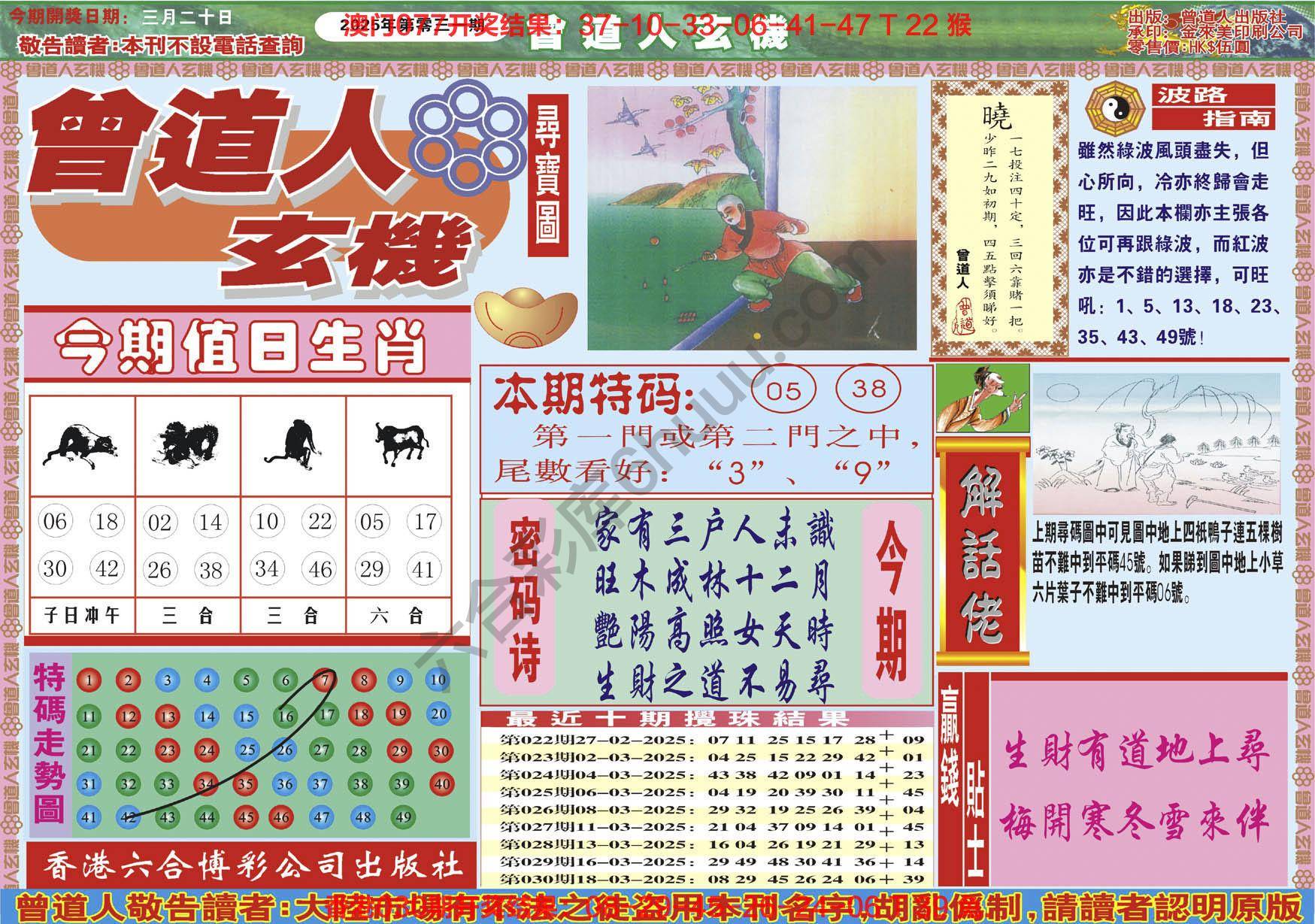 六合彩心水图库12｜曾道人玄机